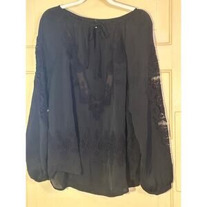 Chico's black blouse with embroidery detail size 3 (XL)